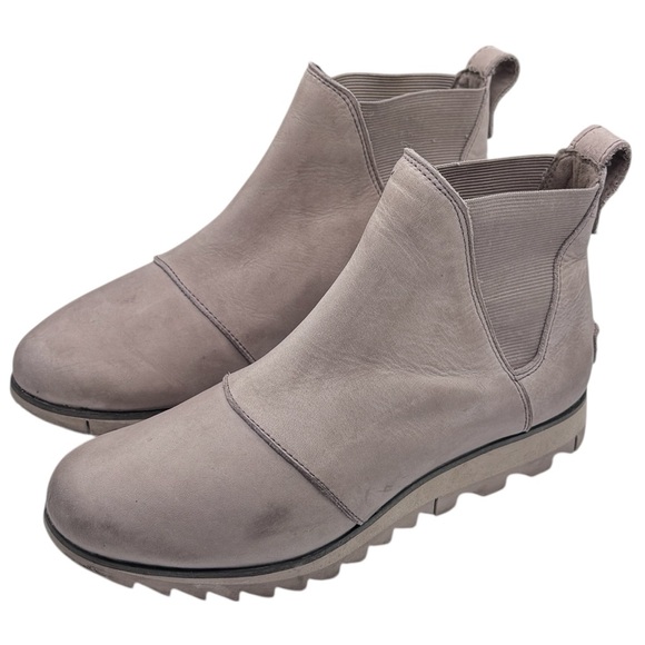 Sorel Harlow Women's Chelsea Booties Dove Gray Leather - Picture 1 of 13